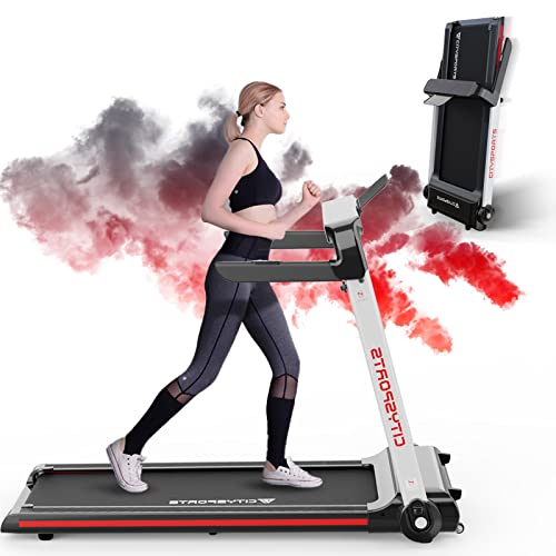 CITYSPORTS Cinta de Correr Plegable CS-WP5, Eléctrica 2HP a 15 km/h, Pantalla LED Controlable con Luz Ambiental, Fácil de Mover y Almacenar, Fitness Oficina/Hogar Tranquilo, Negro, Talla única
