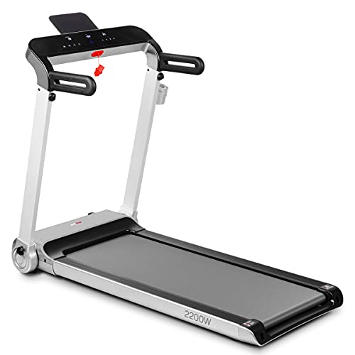 FITFIU Fitness MC-460 - Cinta correr compacta plegable, motor silencioso 2200 W, velocidad máx 15 km / h, superficie carrera 46 x 122 cm, Bluetooth, USB, peso máx 100 kg, Gris clarito, 80x124x158cm